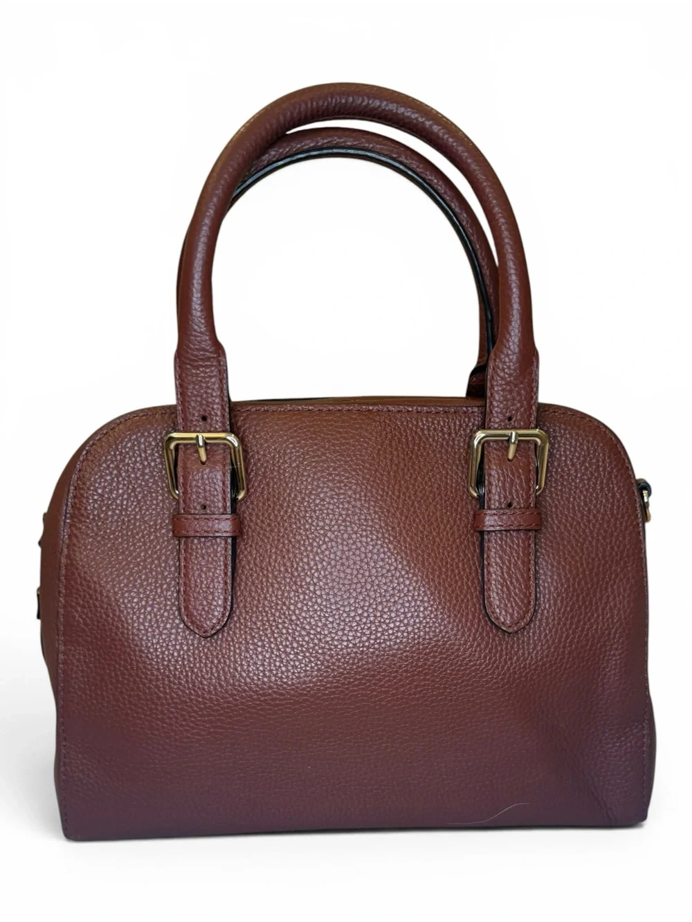 kate spade Chestnut Brown Pebbled Leather Satchel with Gold Hardware